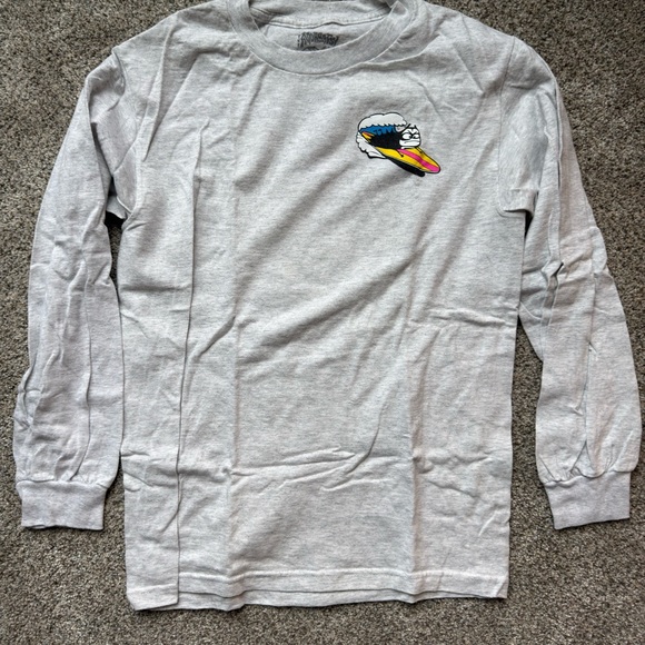 The Aquabats! Surfing Lil Bat Men's Light Gray Long Sleeve Graphic Tee - Picture 2 of 4